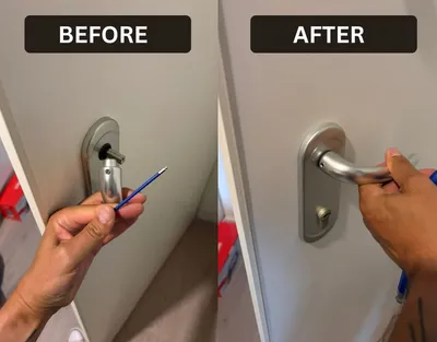 Door handle repair and replacement — before and after