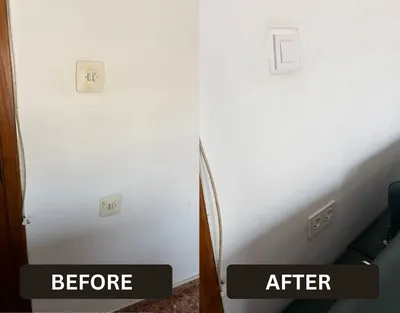 Light switch and wall socket replacement — before and after